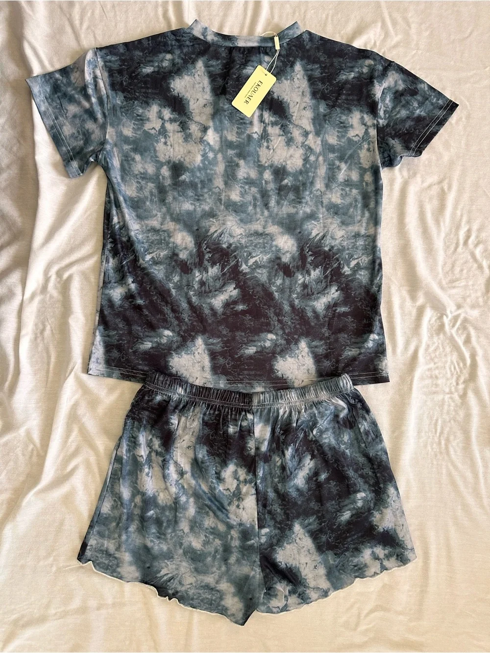Tie-Dye Short Sleeve Kids Pajama Set - Blue/Gray